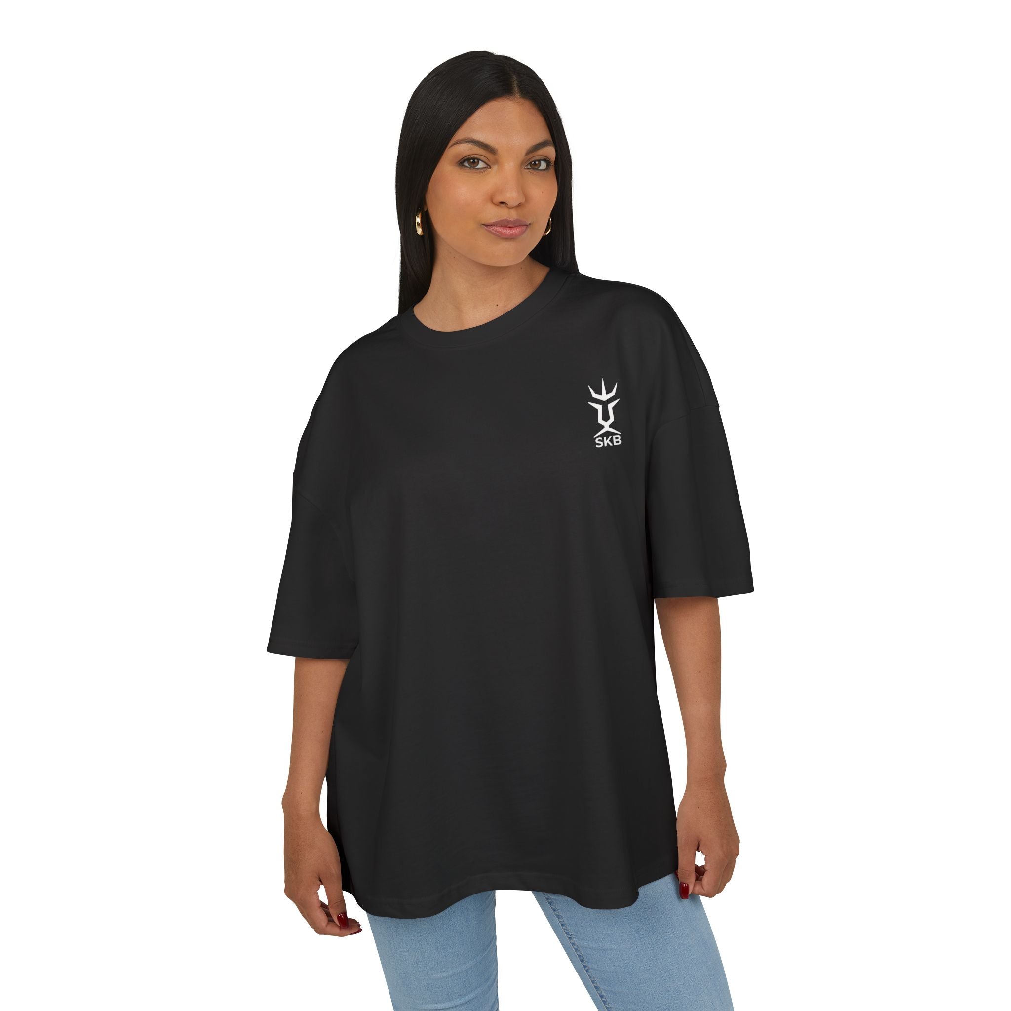 Minimalistisches Runen-Logo T-Shirt – Schwarzes Boxy Shirt aus Baumwolle