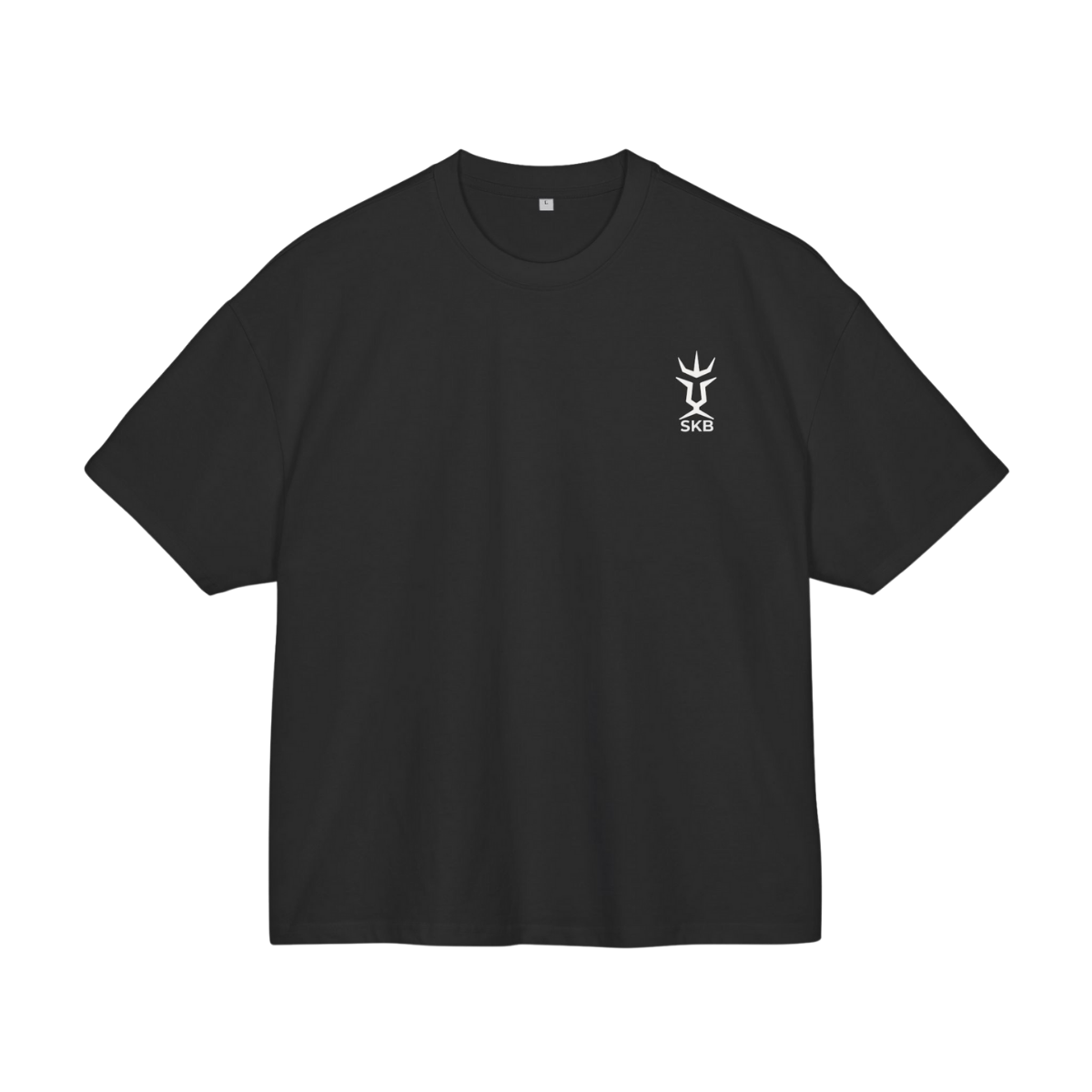 Minimalistisches Runen-Logo T-Shirt – Schwarzes Boxy Shirt aus Baumwolle